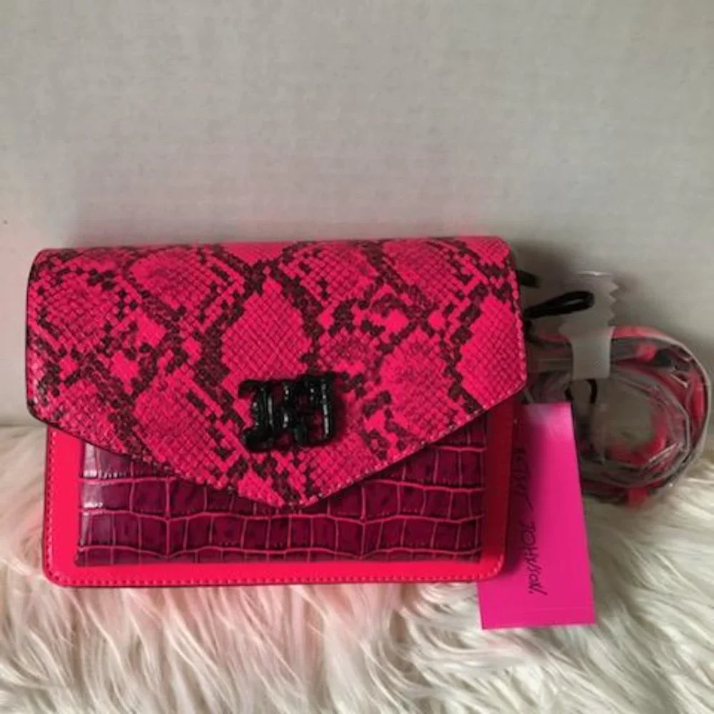 Betsey Johnson Neon Pink Flap Crossbody